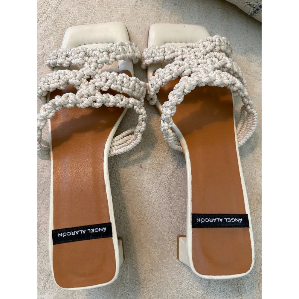 Angel Alarcon Shoes - Woven White Ivory Strap 1 3/4